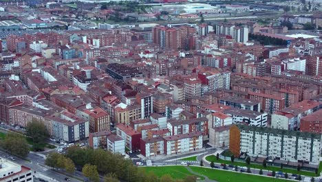 Aerial-view-of-urban-building-residential-suburb-area-of-gijon-city-center-in-spain