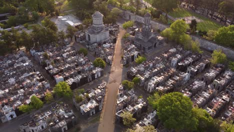 Aerial-drone-flying-over-Chacarita-cemetery-area
