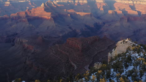 Aerial-view-of-deep-valley-of-Grand-Canyon-from-Shoshone-point,-USA-at-sunrise