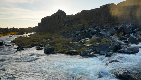 Oxararfoss-Waterfall-At-Thingvellir-National-Park-In-Iceland
