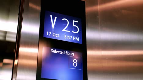 Floor-number-display-in-the-elevator-moving-downstairs