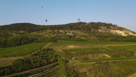 Aerial-view-of-the-landscape-above-which-hot-air-balloons-rise