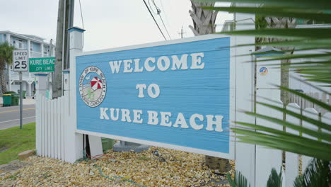 Welcome-to-Kure-Beach-sign-4K-Gimbal-shot-tracking-out