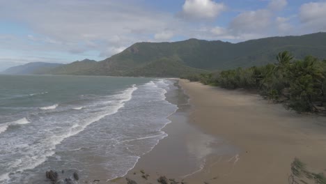 Panorama-Of-Thala-Beach-Nature-Reserve-With-The-Long-Stretch-Of-Sand-And-Green-Woods-In-Oak-Beach,-North-QLD,-Australia