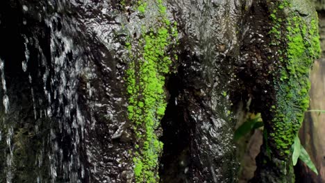 Wasserfall-Zwischen-Steinen-Mit-Moos-Und-Zeitlupe