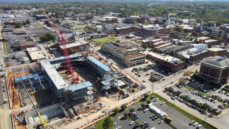 Cranes-At-The-Construction-Site-Of-A-Multi-Purpose-Event-Center-In-Downtown-Clarksville-In-Tennessee