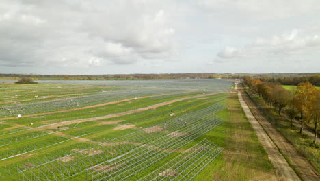 Framework-Structures-At-The-Ongoing-Construction-Of-Solar-Farm-In-Zwartowo,-North-Poland