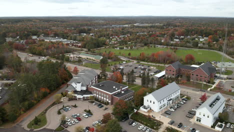 Aerial-shot-flying-over-the-small-town-of-Scarborough-Maine