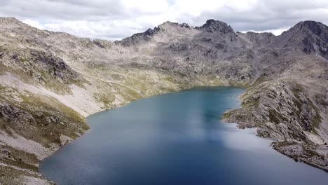 Brazato-Lake-at-Spanish-Pyrenees,-Panticosa,-Huesca,-Aragon,-Spain---Aerial-Drone-View