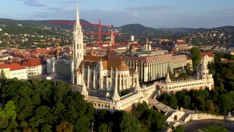 Drone-footage-of-Buda-castle-in-Budapest-Hungary