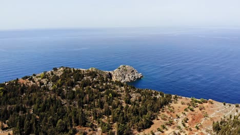 Scenic-View-Of-Asos-In-The-West-Coast-Of-Cephalonia-Greece---aerial-shot