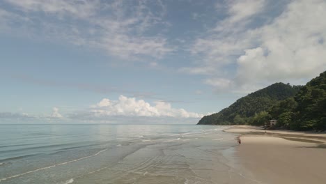 low-angle-aerial-drone-view-of-tropical-beach-on-Koh-Chang-Island-in-Thailand