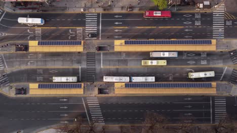 Aerial-Time-lapse-of-traffic-on-Bus-Station-and-driving-cars-on-road-in-Buenos-Aires-City