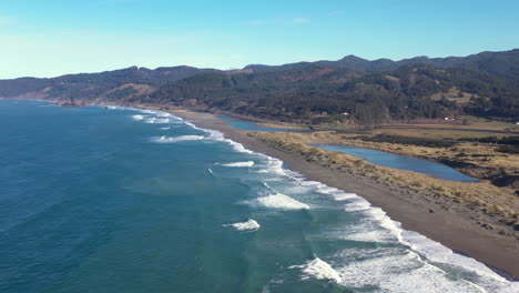 Scenic-Coastal-Highway-101-in-Southern-Oregon-near-pistol-river,-drone-view