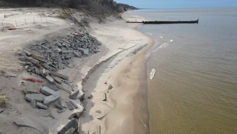 Aerial-track-of-the-sand-shore-line-on-Lake-Michigan