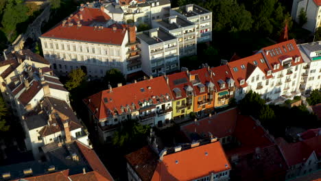 Cinematic-drone-footage-of-Budapest,-Hungary-homes-and-buildings