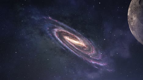 Ein-Planet-Mit-Einem-Spiralgalaxienhintergrund-Im-Universum