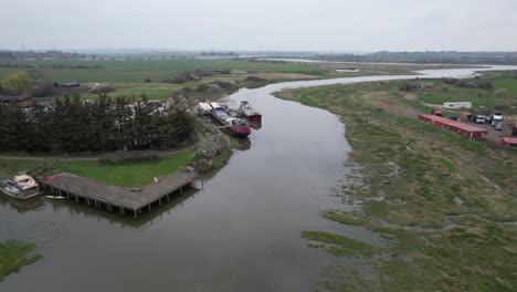 River-crouch-Essex-England-near-Battlebridge-aerial-drone-footage-4k
