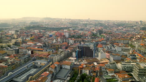 City-Scrapers-of-Porto,-Portugal----Aerial-Shot