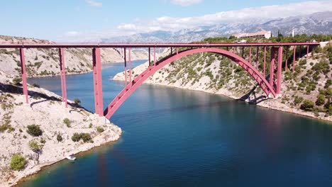 Puente-Maslenica-En-Zadar,-Croacia---Vista-Aérea-De-Drones