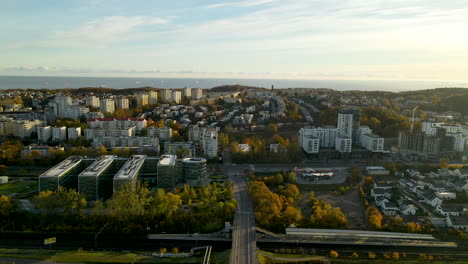 Aerial-view-of-Redlowo-district-in-Gdynia,-Poland