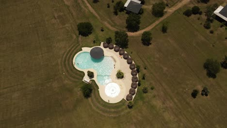 Circular-pool-in-luxury-resort,-Cordoba-in-Argentina