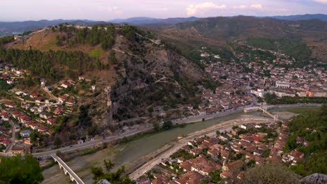 High-above-panoramic-view-over-Berat-UNESCO-World-Heritage-Village-in-Albania