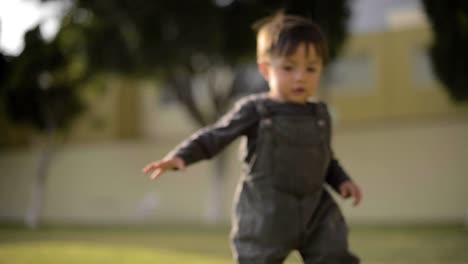 Niño-Pequeño-Caminando-En-El-Parque-En-Una-Cálida-Tarde-Soleada