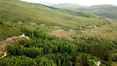Woods-on-Scottish-hillside.-Aerial-tilt-down-forward