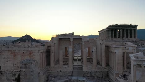 Griechenland-Akropolis-Stadt-Athen-Parthenon,-Berg-Lycabettus,-Parlamentsgebäude-Und-Wohngebäude-Bei-Sonnenaufgang-Sommer
