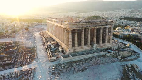 Greece-Acropolis-city-of-Athens-parthenon-and-residential-buildings-at-sunrise-summer