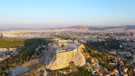 Akropolis-Stadt-Athen-Parthenon,-Symbol-Des-Alten-Griechenlandes,-Berg-Lycabettus,-Parlamentsgebäude,-Wohngebäude