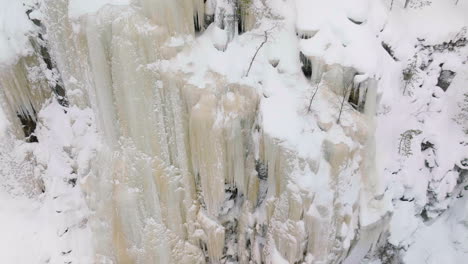 Ice-Fall-At-Korouoma-Canyon,-Popular-For-HIking-And-Ice-Climbing-Activity-In-Lapland,-Finland