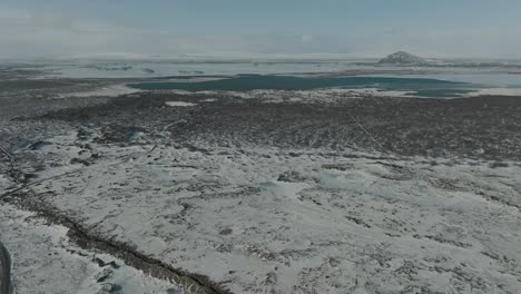 Frígido-Paisaje-De-Tundra-De-Islandia-En-Invierno---Vista-Aérea
