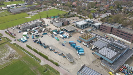 Aerial-of-garbage-containers-at-busy-recycling-station