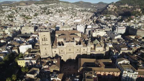 Granada-Cathedral-standing-out-above-city-of-Granada,-Spain