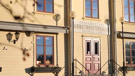 Das-Um-1867-Erbaute-Haus-Der-Arbeitergewerkschaft-In-Trollhättan,-Schweden