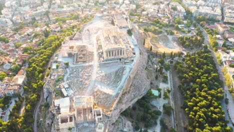 Establishing-Aerial-View-Shot-of-Athens,-Parthenon,-Acropolis,-Greece