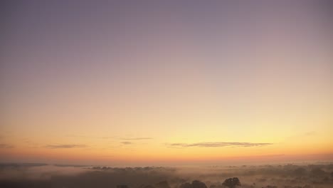 Tilt-down-from-early-dawn-sky-revealing-misty-Tambopata-National-Reserve-jungle