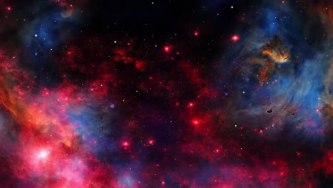 Weltraumflug-Zum-Roten-Nebel-Im-Tiefen-Universum,-4k-Universum