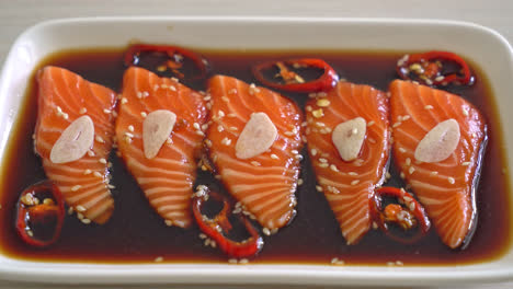Salmon-marinated-shoyu-or-salmon-pickled-soy-sauce-in-Korean-style
