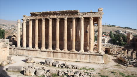Shot-pans-over-to-the-Temple-of-Bacchus-at-Baalbek-city-in-Lebanaon