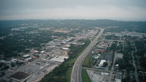 Aerial-Hyperlapse-of-I-24-Highway-in-Chattanooga-Tennessee