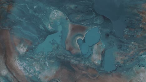 Aguas-Termales-Geotérmicas-Volcánicas-En-Namafjall,-Islandia,-Vista-Aérea-De-Arriba-Hacia-Abajo