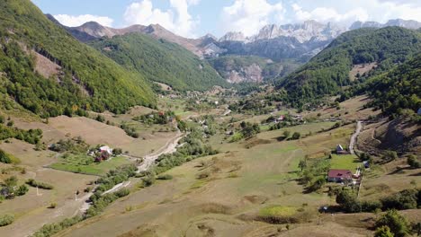 Lepushe-Mountain-Valley-in-North-Albania---Reversing-Aerial