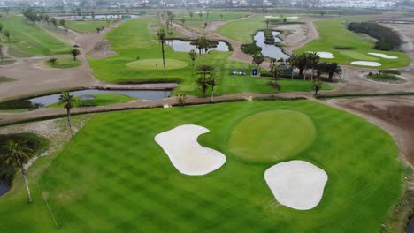 Drone-video-of-a-Golf-Course-in-Lima,-Peru