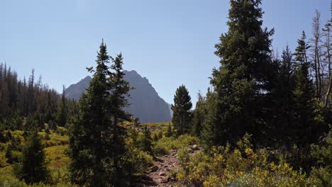 Atemberaubende-Naturlandschaft,-Die-Einen-Kleinen-Bach-Hochkippt-Und-Den-Unglaublichen-Roten-Schlossgipfel-Auf-Einem-Rucksackpfad-Im-High-Uinta-National-Forest-Zwischen-Utah-Und-Wyoming-Enthüllt