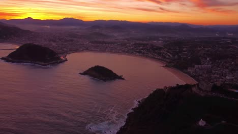 San-Sebastián-aerial-drone-footage-sunset