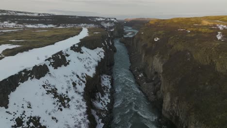 Gorgeous-Scenery-of-the-Cliffs-of-Hvita-River-Canyon-in-Iceland---Aerial