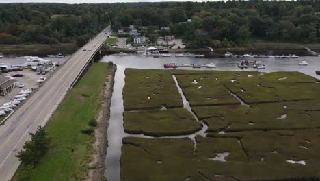 Aerial-time-lapse-of-vehicles-over-bridge-on-Route-3A-over-North-River-in-seacoast-town-of-Scituate